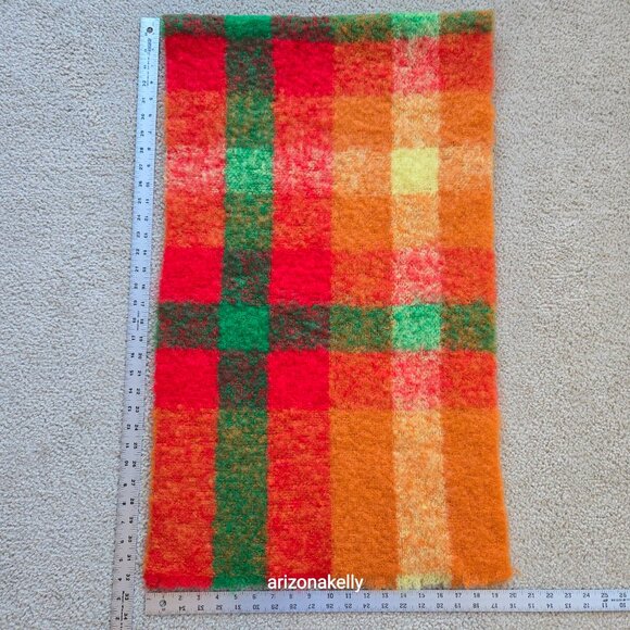 Vibrant Mohair/Wool Scarf Red Green Orange Yellow - Picture 6 of 10